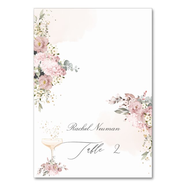 PixDezines Dusty Rose Tent Escort Card (Front)
