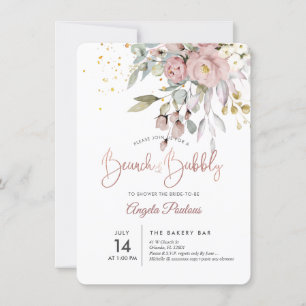 PixDezines Dusty Roses Eucalyptus Brunch+Bubbly Invitation