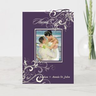 PixDezines Eggplant Swirls Photo Thank You cards