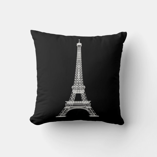 PixDezines eiffel tower/black+whiteDIY colour Cushion (Front)