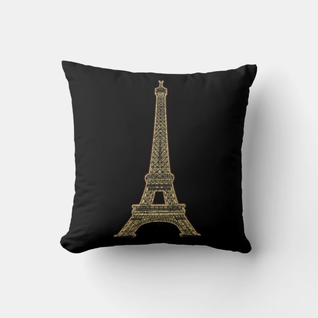 PixDezines eiffel tower/faux gold/DIY colour Cushion (Front)