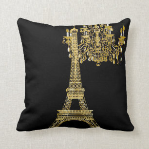 PixDezines eiffel tower/faux gold/DIY colour Cushion