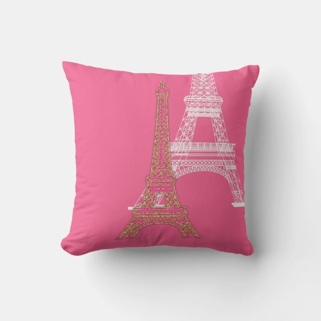 PixDezines eiffel tower/faux gold/DIY colour Cushion (Front)