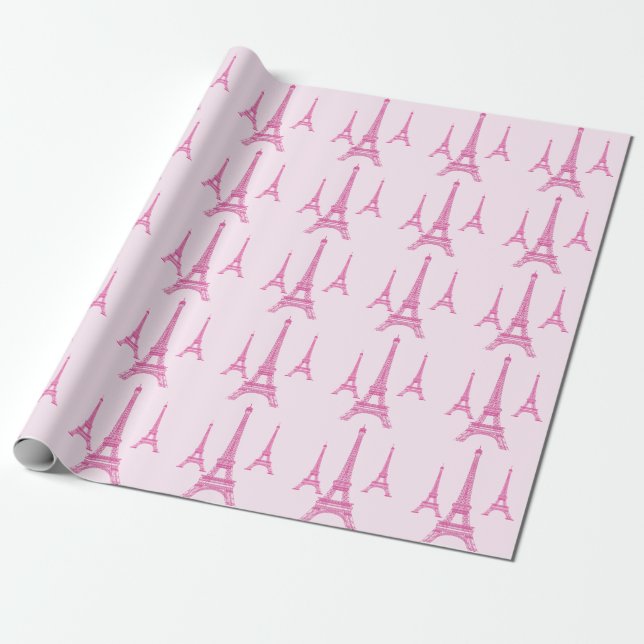 PixDezines eiffel towers/hot pink/diy background Wrapping Paper (Unrolled)