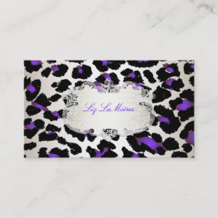 PixDezines electric purple leopard/champagne Business Card