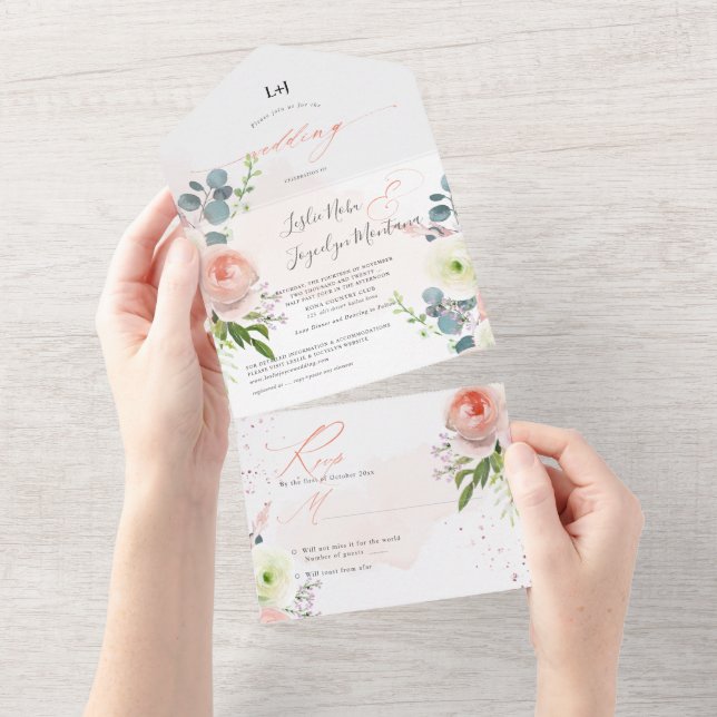 PixDezines Elegant Blush Peonies All In One Invita Invitation (Tearaway)