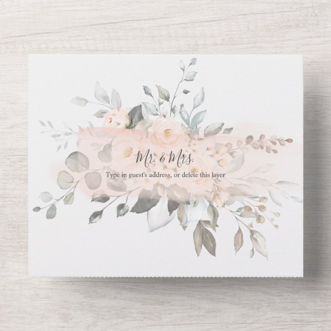 PixDezines Elegant Blush Peonies All In One Invitation (Front)