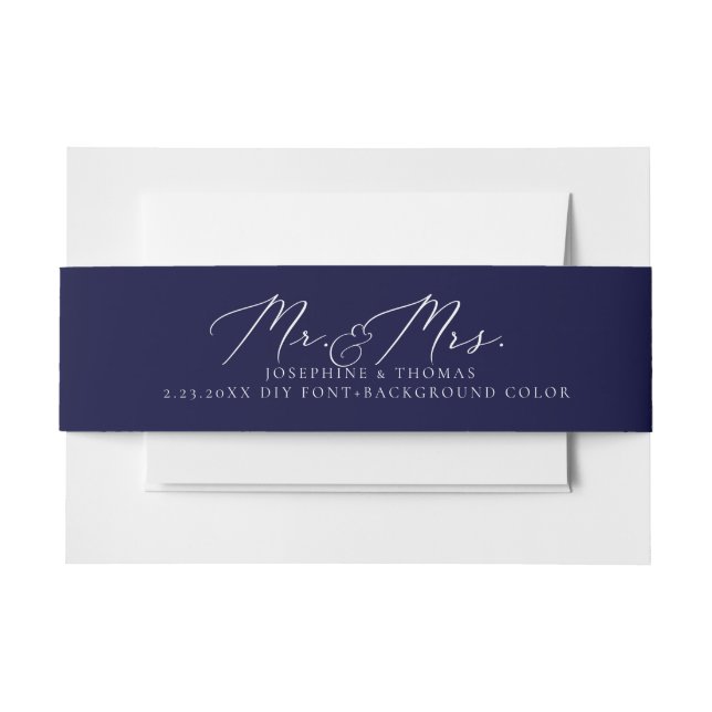 PixDezines Elegant Calligraphy Script Mr. and Mrs. Invitation Belly Band (Front Example)