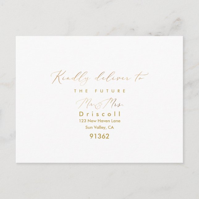 PixDezines Elegant Gold Calligraphy RSVP w Meal Invitation Postcard (Front)
