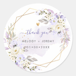 PixDezines Elegant H2 Purple Roses Thank You Classic Round Sticker