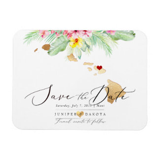 PixDezines Elegant Hawaiian DIY Map Save the Date Magnet