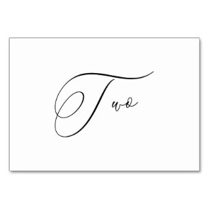 PixDezines Elegant Romantic Calligraphy Two 2 Table Number