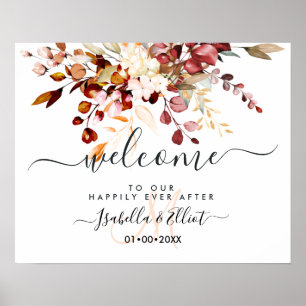 PixDezines Elegant Rust Orange Eucalyptus Welcome Poster