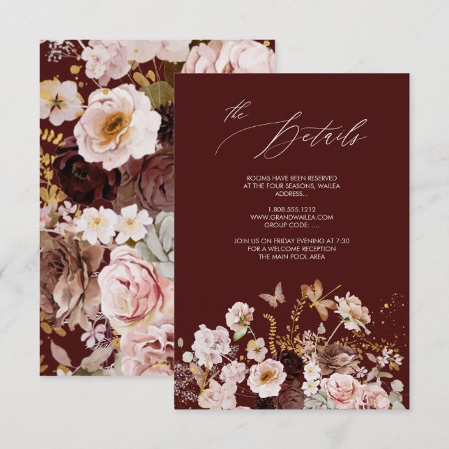PixDezines Elegant Rustic Fall Garden Flowers Invi Invitation (Front/Back)