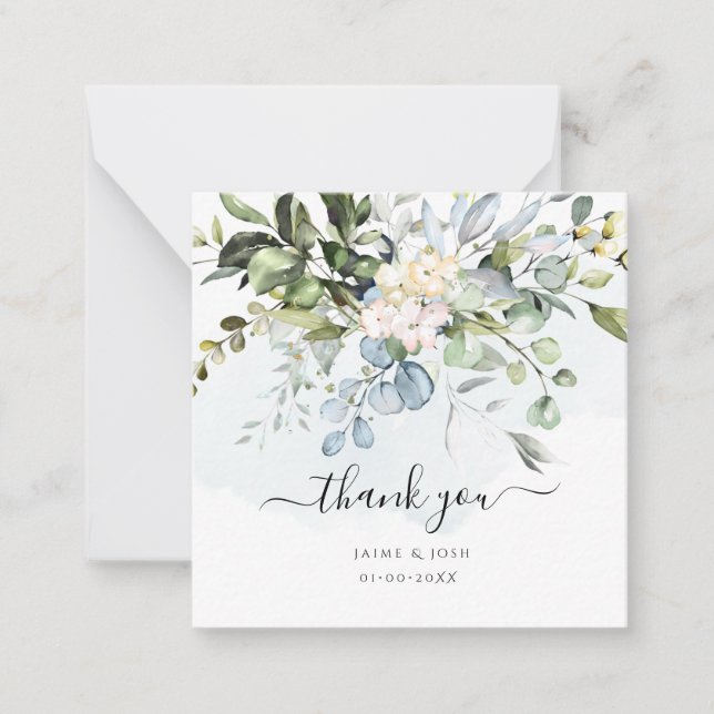 PixDezines Elegant Watercolor Blue Gum Eucalyptus Card (Front)