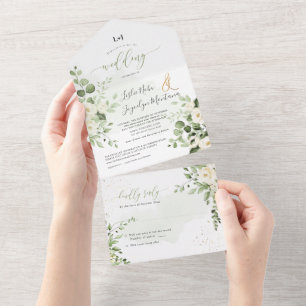PixDezines Elegant White Peonies All In One Invita Invitation