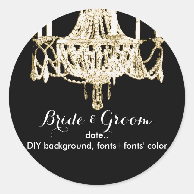 PixDezines empire chandelier/DIY background Classic Round Sticker (Front)