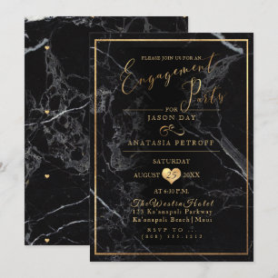PixDezines Engagement Party Marble/Faux Gold Invitation
