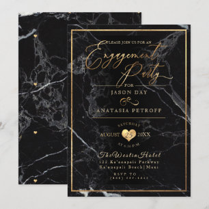 PixDezines Engagement Party Marble/Faux Gold Invitation