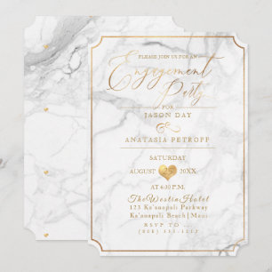 PixDezines Engagement Party Marble/Faux Gold Invitation
