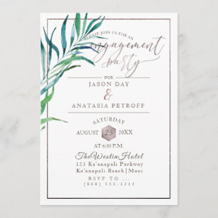 PixDezines Engagement Party Palm Fronds+Honeycomb Invitation