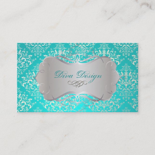 PixDezines Étienne Damask Business Card (Front)