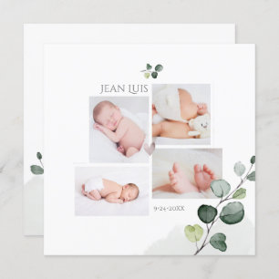 PixDezines Eucalyptus Simple Birth Announcement