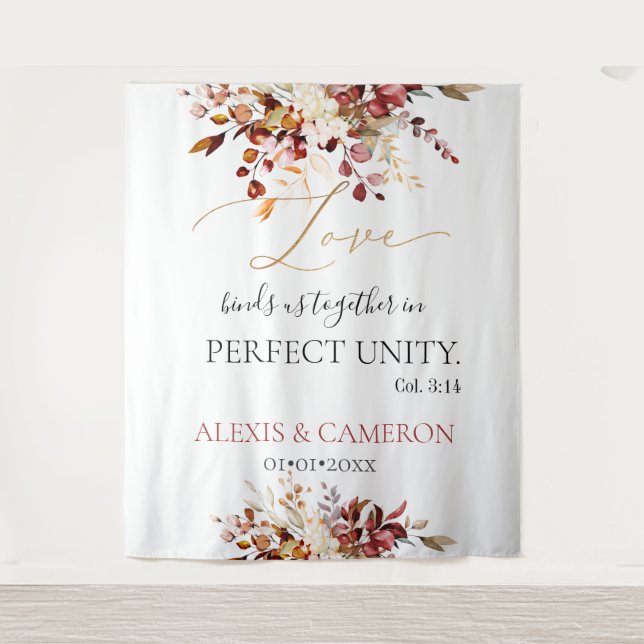 PixDezines Fall Foliaage Eucalyptus Col. 3:14 Tape Tapestry (Front)