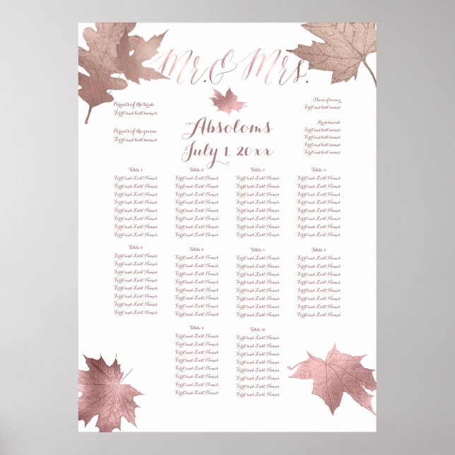 PixDezines Fall Foliage/Faux RosGold/Seating Char Poster (Front)