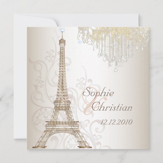 PixDezines Faux Bronze Eiffel Tower/Chandelier Invitation (Front)
