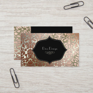 PixDezines faux copper flora damask/diy background Business Card