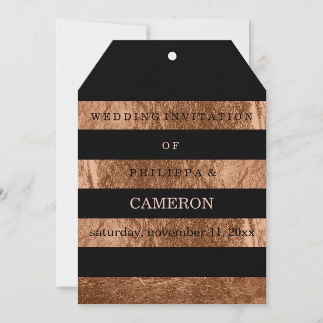 PixDezines faux copper foil stripes/DIY colour Invitation (Front)