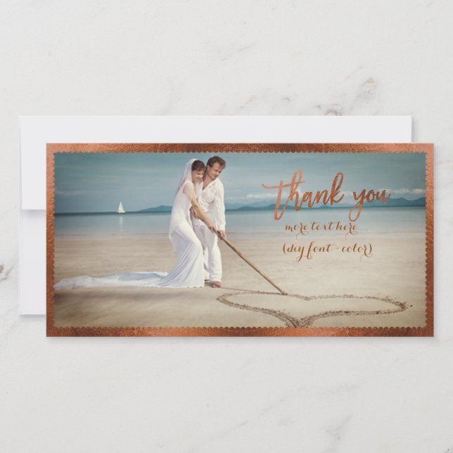 PixDezines faux copper frame/thank you photo Thank You Card (Front)