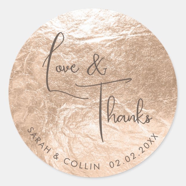 PixDezines faux foil/champagne/thanks/DIY text Classic Round Sticker (Front)