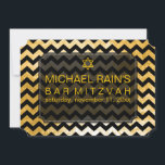 PixDezines faux foil/chevron bar mitzvah Invitation<br><div class="desc">PixDezines dynamic design of black chevron, and stars of david bar mitzvah.. one of our classic collections with removable faux foil background in white gold colour, as well as the fonts and its colours. Please send us an email for your hebrew name and english name. Easy to customise, simply click...</div>