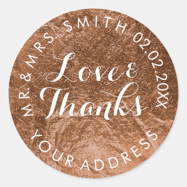 PixDezines FAUX FOIL, COPPER Classic Round Sticker (Front)