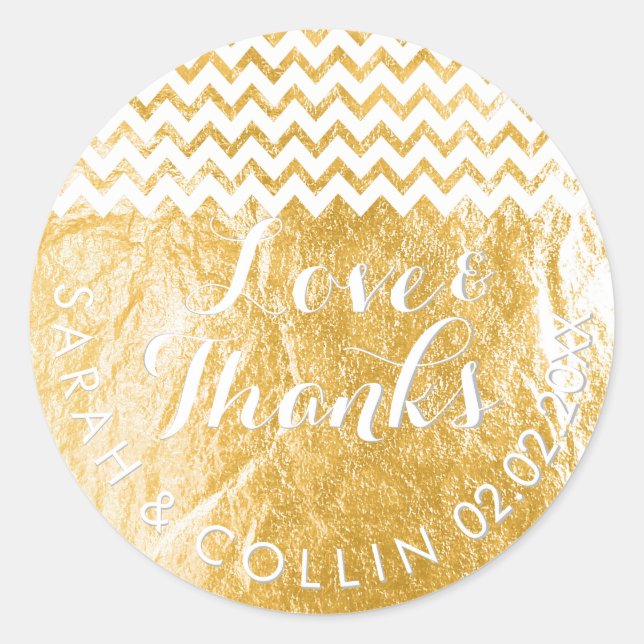 PixDezines faux foil/gold/thanks/DIY text Classic Round Sticker (Front)