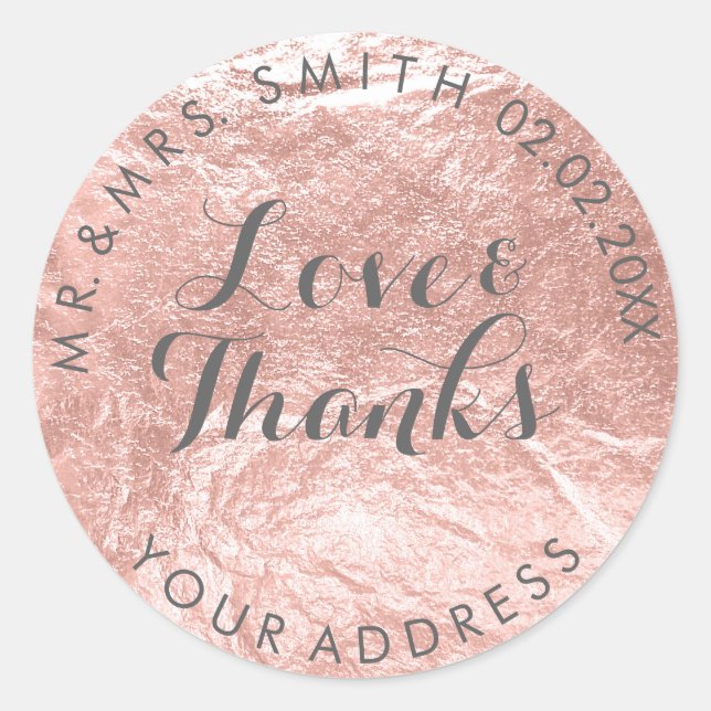 PixDezines FAUX FOIL, PINK CHAMPAGNE/ROSE GOLD Classic Round Sticker (Front)
