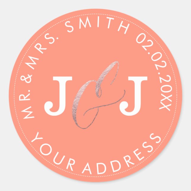 PixDezines faux foil/Rose Gold/DIY text Classic Round Sticker (Front)