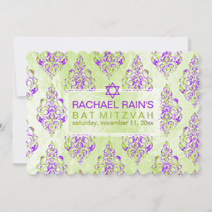 PixDezines faux foil/tunis damask bat mitzvah Invitation