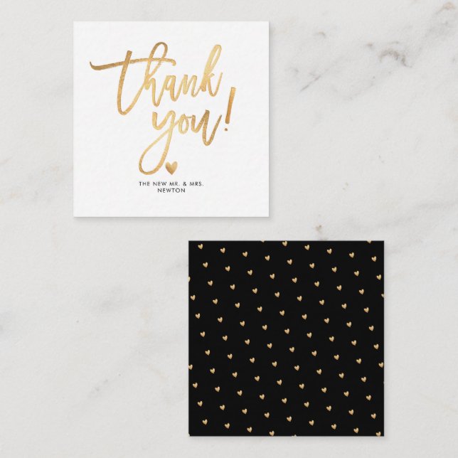 PixDezines Faux Gold Brush Script Thank You Card (Front/Back)
