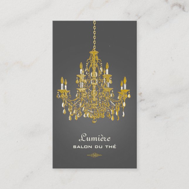 PixDezines faux gold Chandelier/DIY colour Business Card (Front)