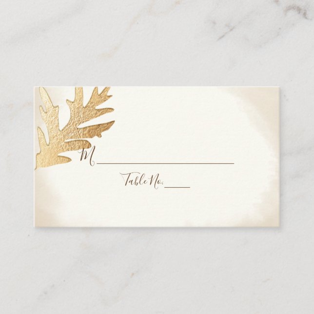 PixDezines Faux Gold Charter Oak Leaf Escort Card (Front)