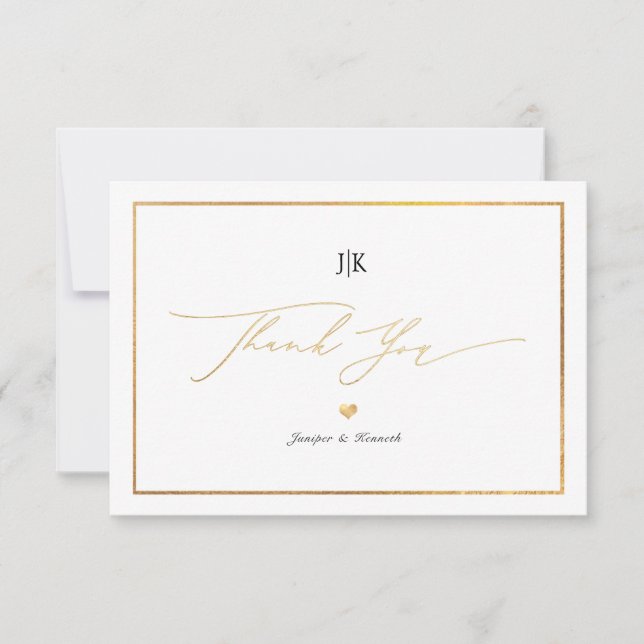 PixDezines Faux Gold Classic Thank You Note Card (Front)