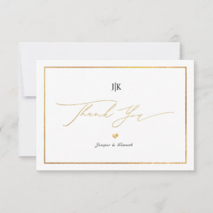 PixDezines Faux Gold Classic Thank You Note Card