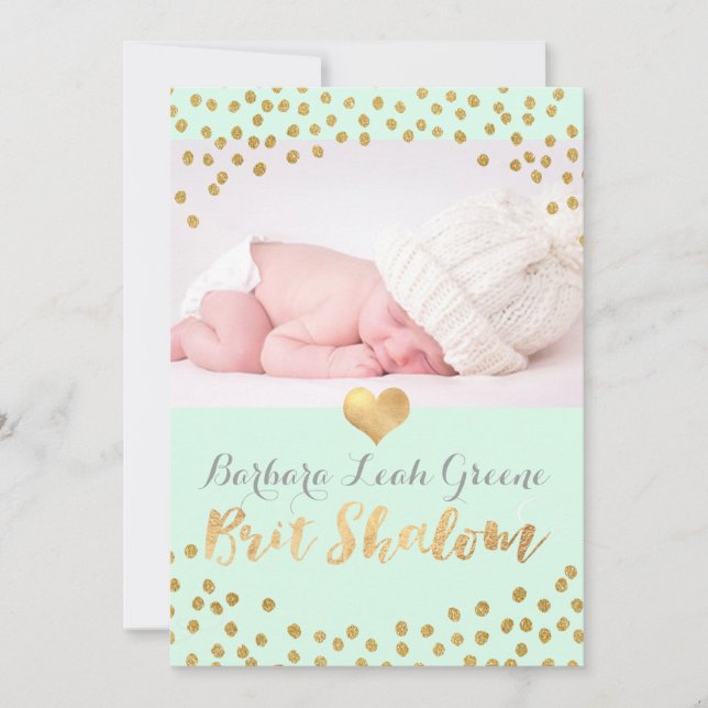 PixDezines Faux Gold Confetti/Brit Shalom/DIYcolor Invitation (Front)