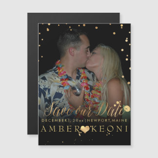 PixDezines Faux Gold Confetti/Heart/Save Date Magnetic Invitation