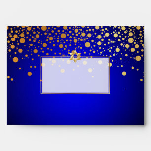 PixDezines Faux Gold Confetti Mitzvah, Royal Blue Envelope
