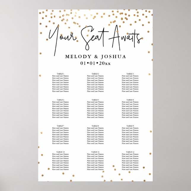 PixDezines Faux Gold Confetti, Seating Chart (Front)