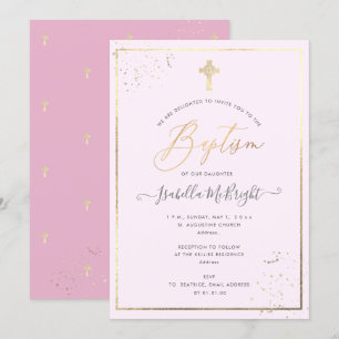 PixDezines Faux Gold DIY Colour Baptism Invitation